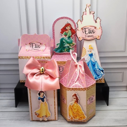 Princesas e Príncipes tipo Disney Caixinhas Personalizadas para lembrancinhas de festa