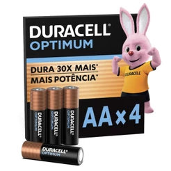 Pilha Optimum AA Pequena Duracell Com 4 Unidades