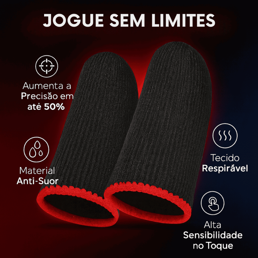 Luva De Dedo Gamer Anti Suor Luva Gamer Joystick Free Fire PUBG COD Sensível Ao Toque Antiderrapante - detalhe
