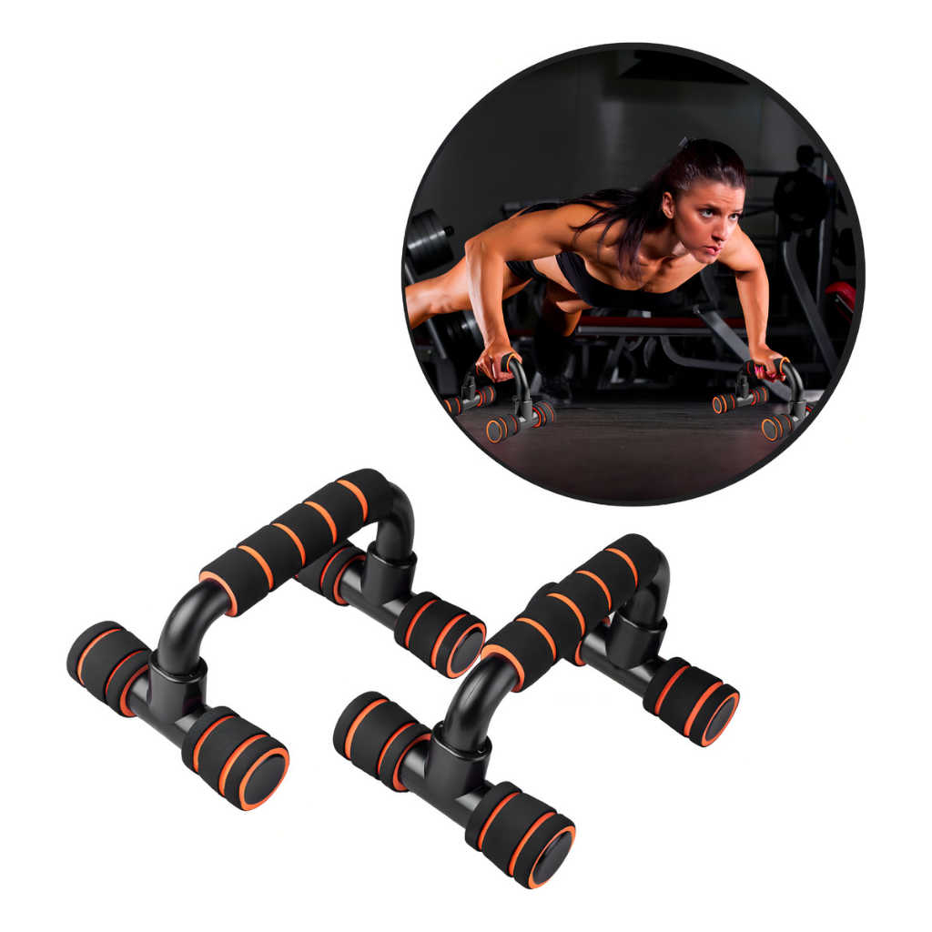 Apoio Flexão Treino Exercício Funcional Musculação Calisteni Cor Laranja