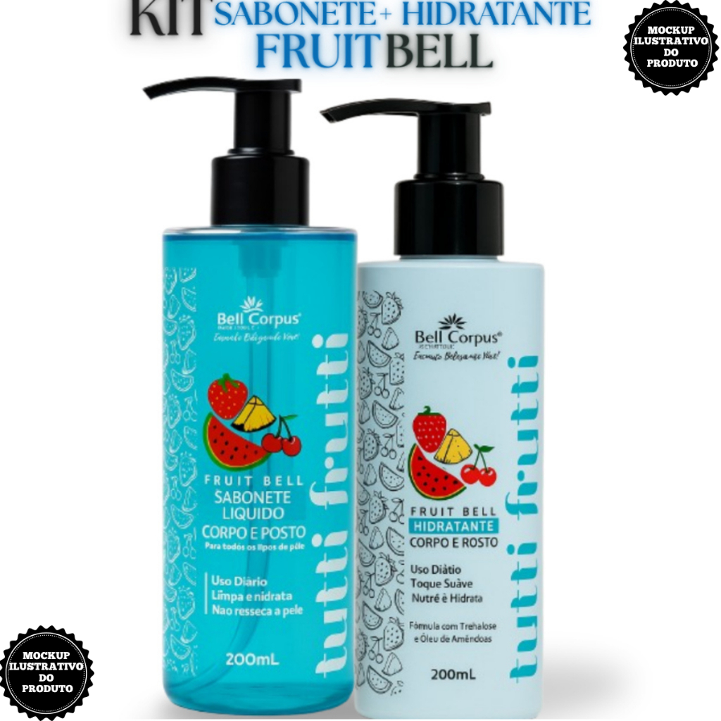 Kit Skin Care e Cuidados com Corpo Sabonete Liquido Corpo Rosto Creme Hidratante Corporal BellCorpus