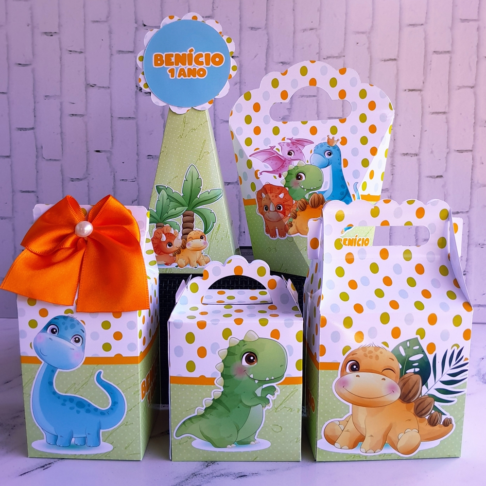 PEGUE E MONTE - Kit Caixinhas Personalizadas Lembrancinhas Dino Baby Dinossauro Baby Lembrança Aniversário Festa Dinos