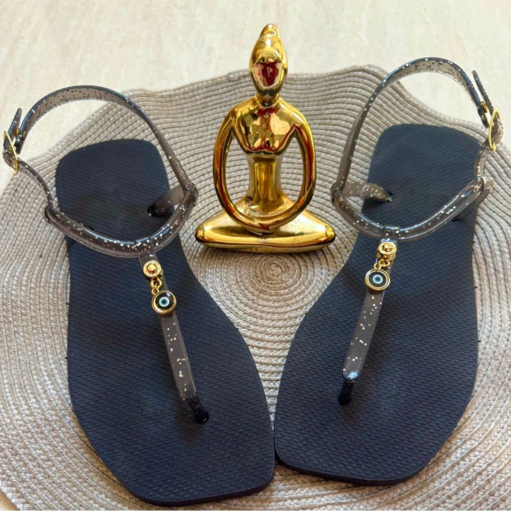 Sandália Feminina Confortável Moda Casual Fivela Moderna Praianas PVC Microexpandido