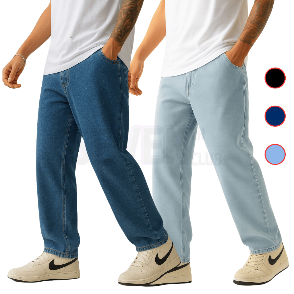 Kit 2 Calça Jeans Masculina Balão Baggy Streetwear Sk8 Algodão