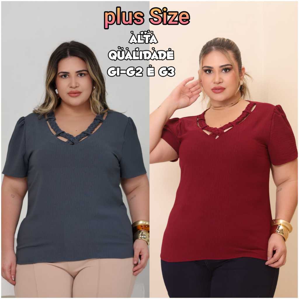 Blusa Duna plus Size detalhe na Frente Trançada premium 2025