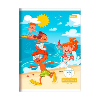 Caderno Brochura  Quadriculado 1x1 cm  Pequeno 1/4 Capa Flexível 40 Folhas Kit 3 Cadernos