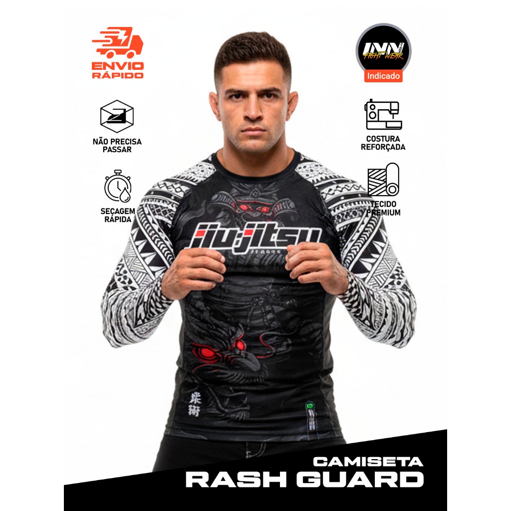 Camiseta Compressão Rash Guard Jiu Jitsu Maori Bjj Inn Fight