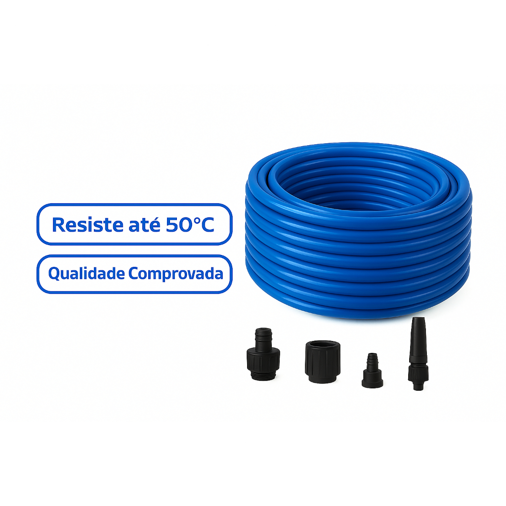 Mangueira de Jardim 50 Metros Reforçada Lisa Flexivel Mangueiras Para Quintal Borracha Azul em Oferta na Shopee