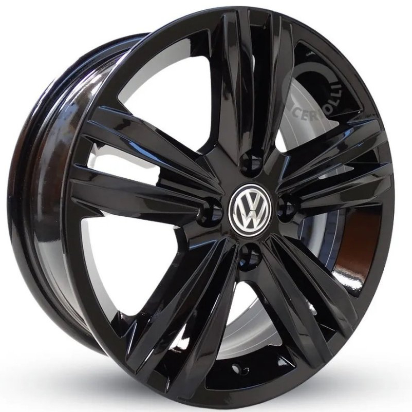 Kit 4 Rodas 15 4x100 Volkswagen VW Gol Voyage Saveiro Up Cor Black Piano com Bicos de Brinde S18