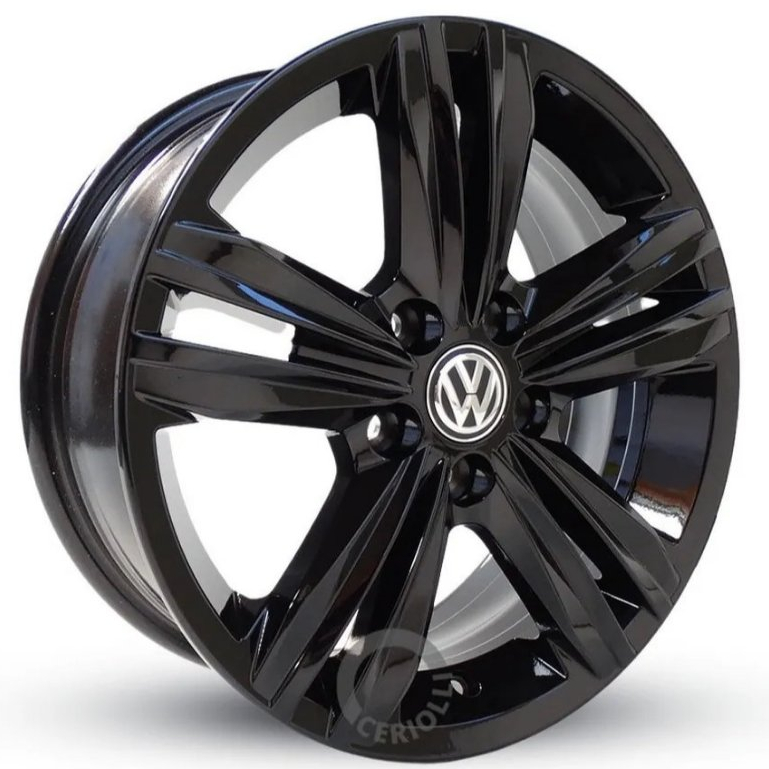 Kit 4 Rodas Aro 15 5x100 VW Volkswagen Golf Polo Virtus T-cross Black Piano Bicos de Brinde S18