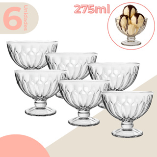 Jogo 6 Taças Vidro Sobremesa 275ml Sorvete Salada de Fruta Majestic em Oferta na Shopee