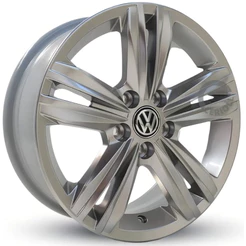 Kit 4 Rodas Aro 15 5x100 VW Volkswagen Golf Polo Virtus T-cross Cor Prata Bicos de Brinde S18