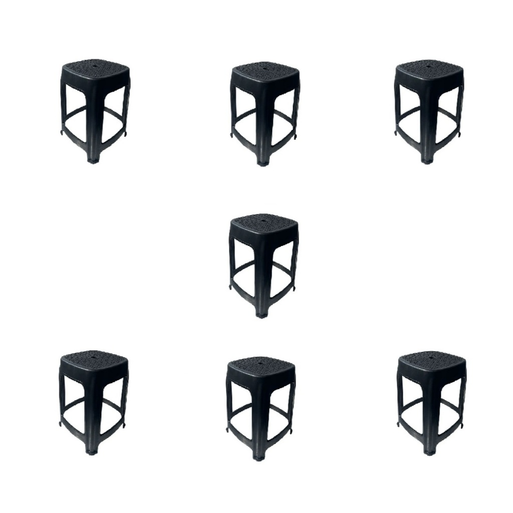 Kit 7 Banquetas de Plástico Adulto Resistente Banquinho Plástico Preto Reforçado Churrasco Festa em Oferta na Shopee