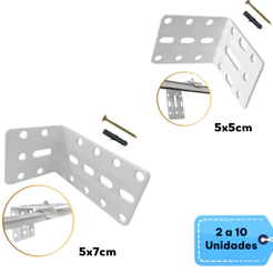 Kit Suporte Em L Cantoneira 5x5cm ou 5x7cm Trilho Suiço Cortina Instalação Parede -2 até 10 Unidades