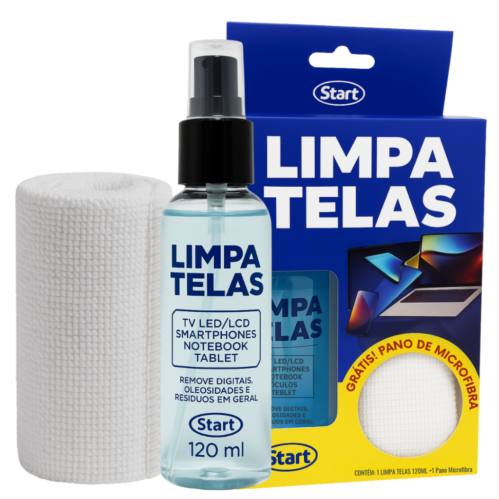 Limpa Telas 120ml + Pano Microfibra Remove Sujeira, Digitais e Desinfeta Celular, TV, Tablet, Laptop em Oferta na Shopee