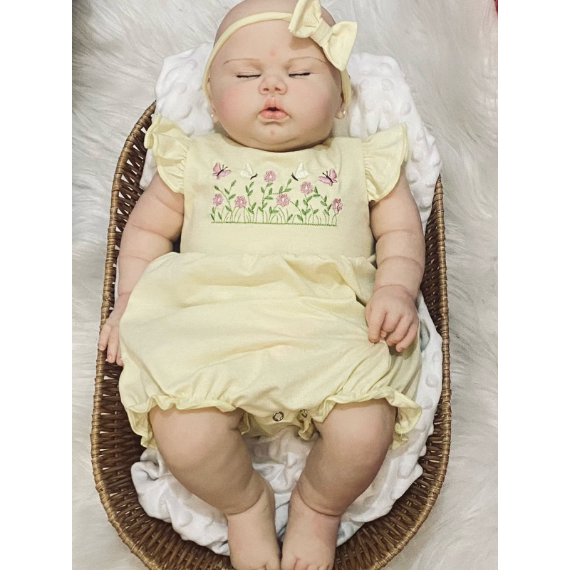 macaquinho bebê bordado e estampas delicado menina + tiara em Oferta na Shopee