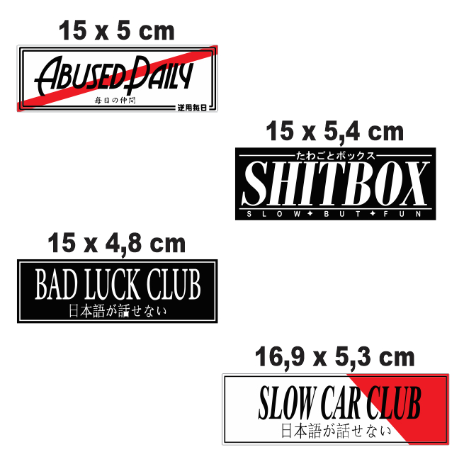 adesivos slapstickers slap slow car club shitbox bad luck club pack jdm japan