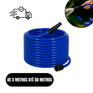 Mangueira de Jardim Azul Lisa Flexível e Resistente 5m a 50m Completa com Esguicho em Oferta na Shopee