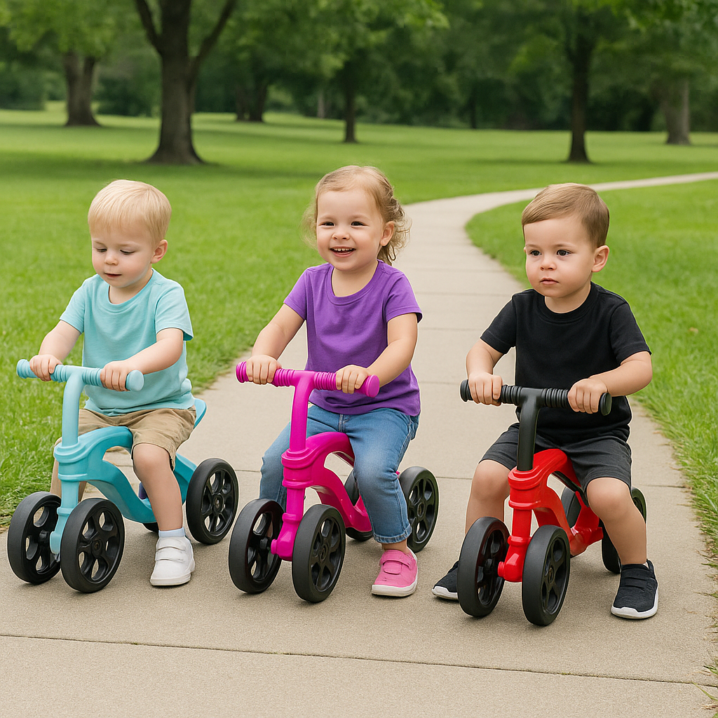 Bicicleta De Equilibrio Infantil Sem Pedal 4 Rodas Andador Bebe Menino Menina Rosa Vermelho Azul