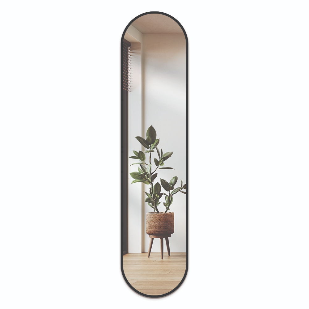 Espelho Oval Luxo Capsula Pilula 160x38cm Moldura Couro Minimalista · foto 2