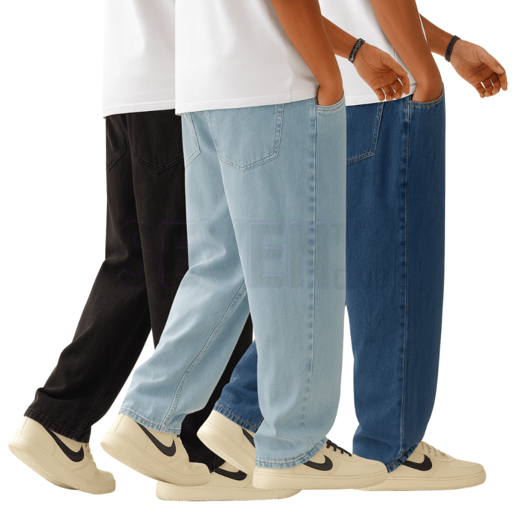 Kit Calça Jeans Masculina Balão Baggy Estonada Streetwear Sk8 Algodão