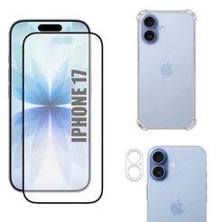 Kit Para IPhone 17 | Película Fosca de Cerâmica - Capa Anti Shock - Película da Câmera 3D