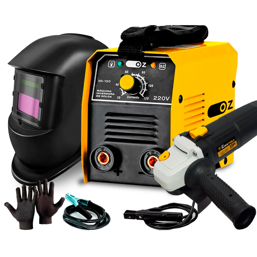 Máquina Inversora Solda 120a 220v Com Esmerilhadeira + Mascara Solda Automática E Luva De Pedreiro em Oferta na Shopee
