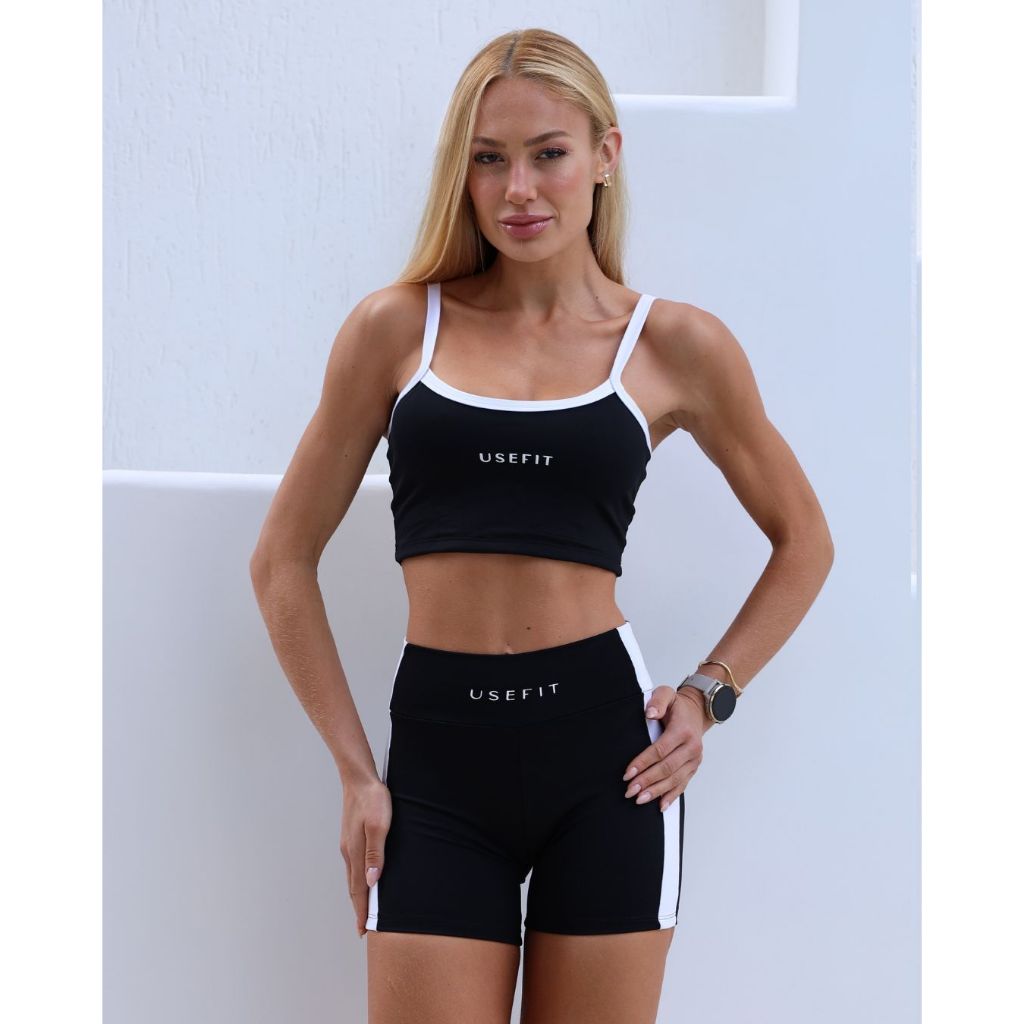 Conjunto Fitness Poliamida Shorts e Top Duplo Academia Tecido Premium Encorpado Zero Transparência