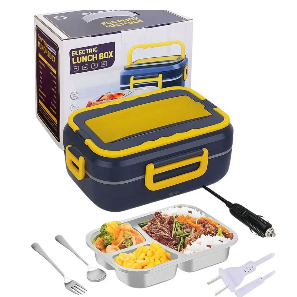 Marmita Elétrica Carro/Casa 12v/24v/110v/220v Portátil Azul Com Amarelo e Branca em Oferta na Shopee