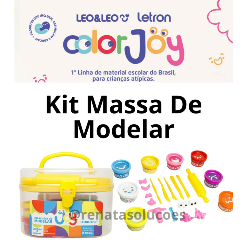 Kit Massa De Modelar Joy Maleta - 8 Cores Mais 15 Moldes Leoeleo