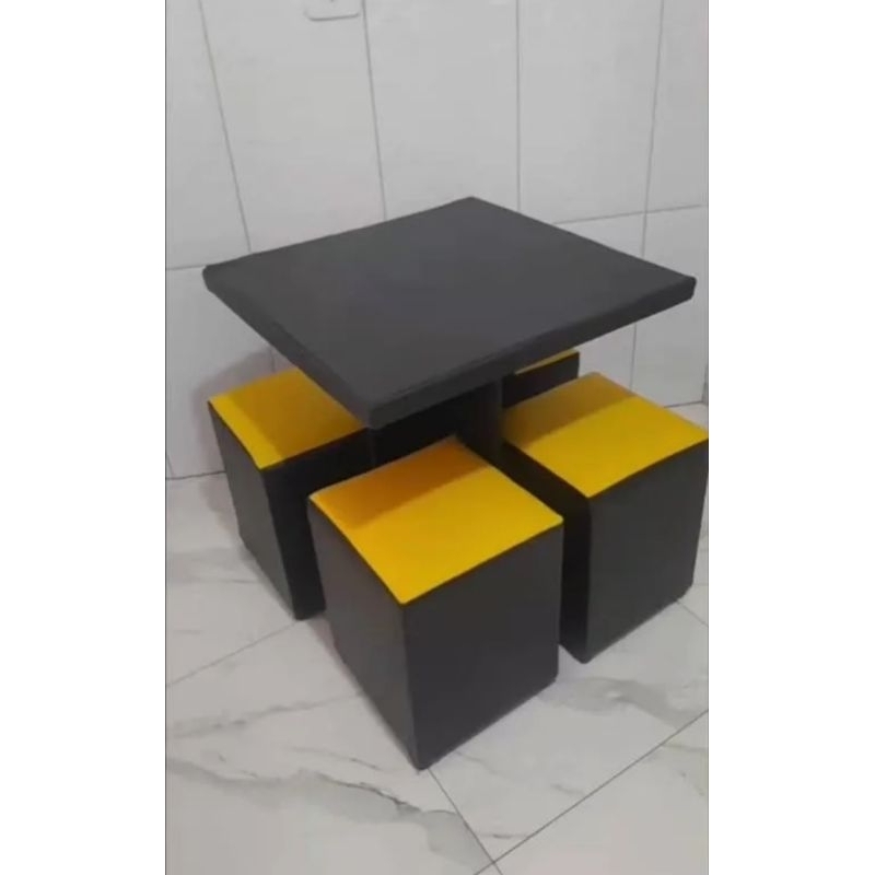 Mesa gourmet mais 4 puffs 66x66Cm 75cm Moderna e prática em Oferta na Shopee