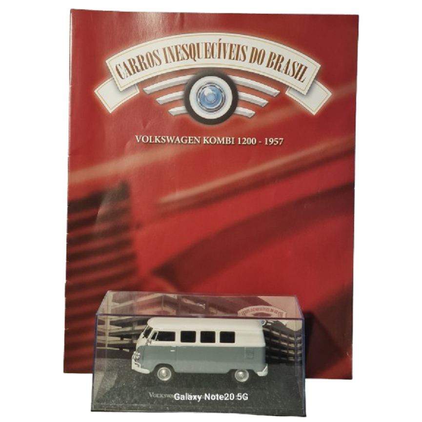 1957 VOLKSWAGEN KOMBI 1200 CARROS INESQUECIVEIS DO BRASIL 1:43 ALTAYA ACRILICO COM REVISTA