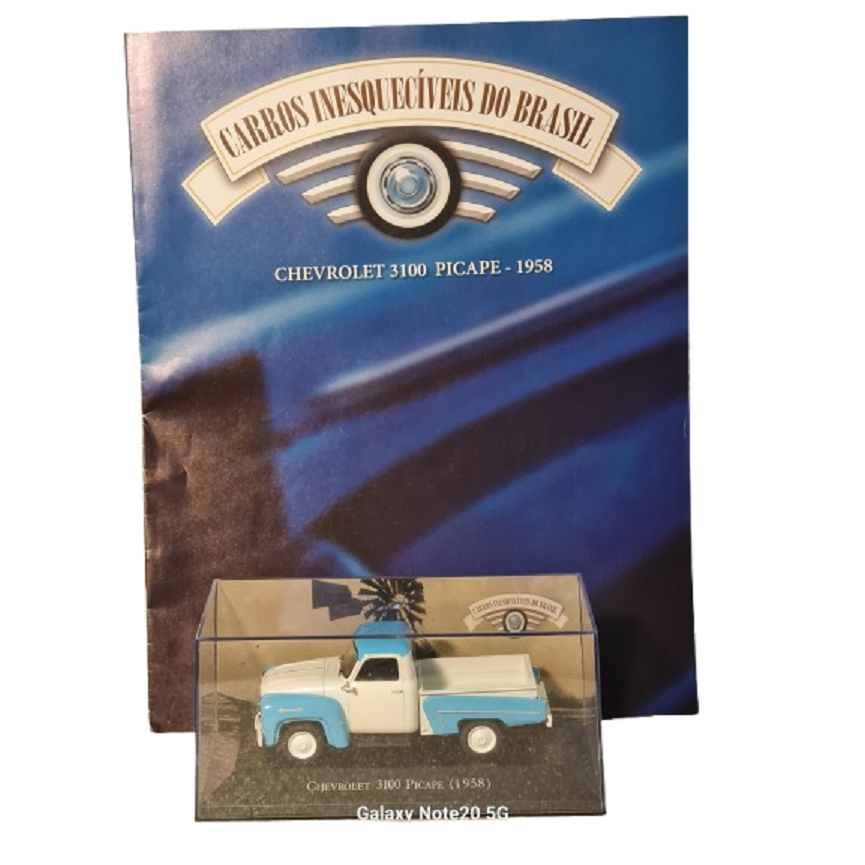 1958 PICKUP CHEVROLET 3100 CARROS INESQUECIVEIS DO BRASIL ALTAYA 1:43 ACRILICO REVISTA