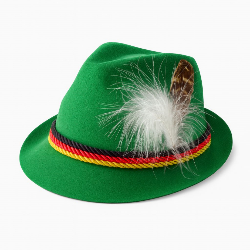 Fantasia Chapéu Alemão C/ Pluma Verde Oktoberfest Carnaval