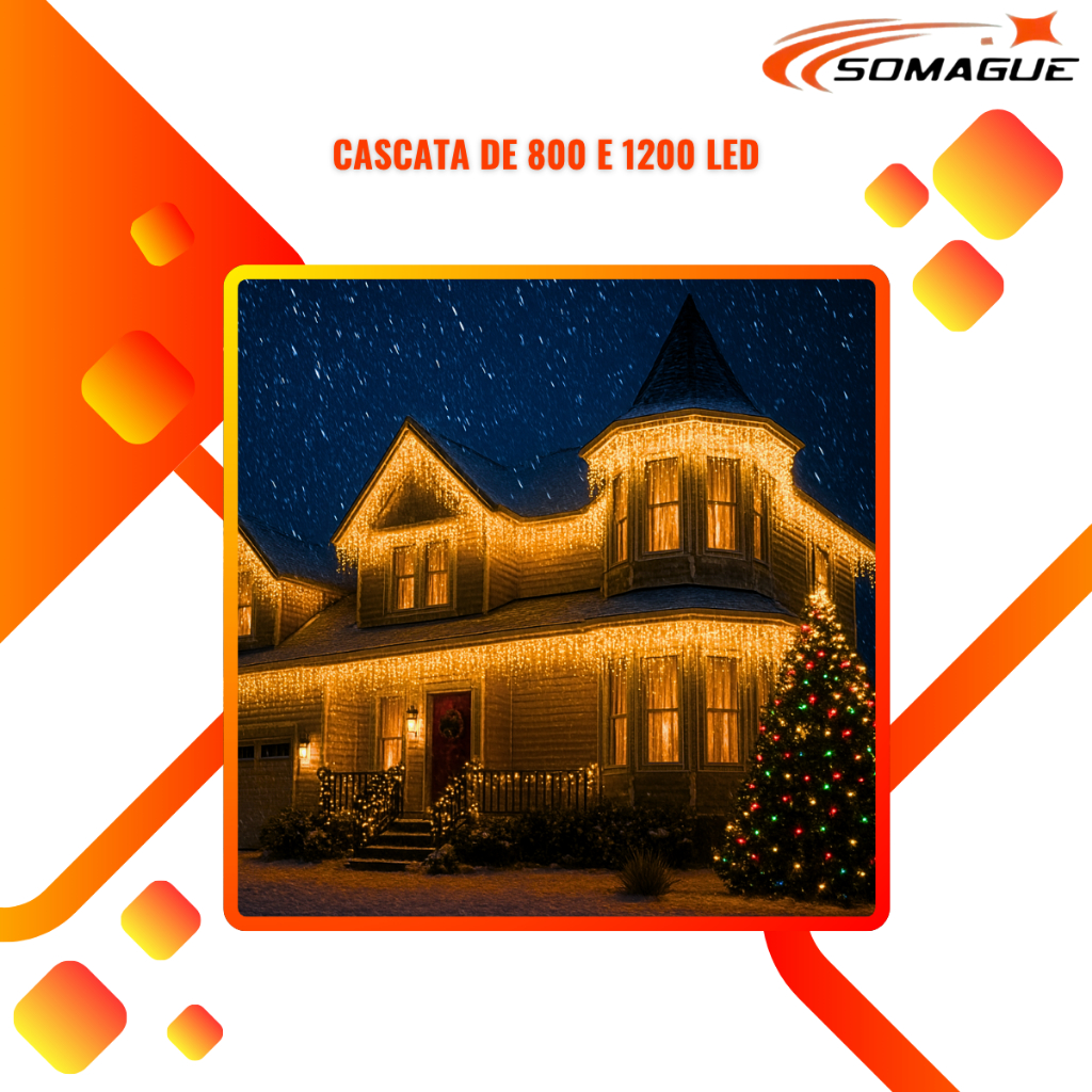 Cascata 800 E 1200 LEDS BQ Natal  20M e 30M  Decoração De Natal Cor Das Luzes 110V e 220V FIO TRANSPARENTE