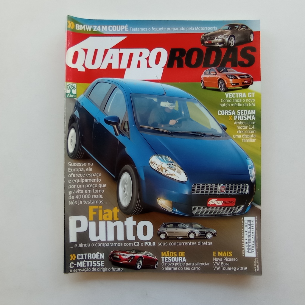 Revista Quatro Rodas nº 569 - Set/2007 - Fiat Punto / Vectra GT / Citroen C-Métisse