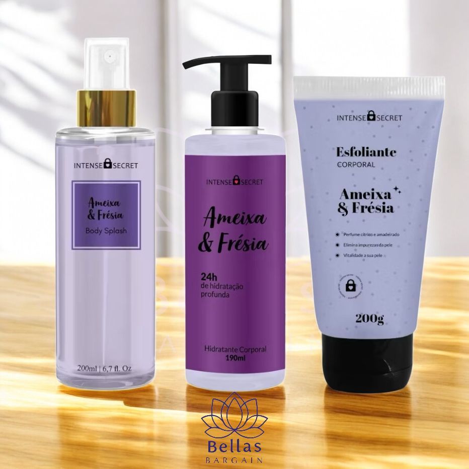 Kit Body Care Intense Secret – Body Splash + Esfoliante + Hidratante Ameixa & Frésia