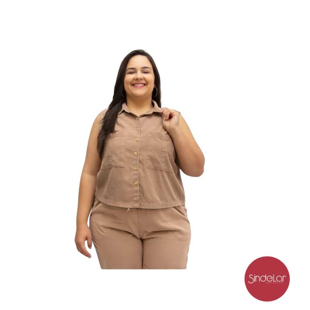 CAMISA REGATA PLUS SIZE, ALTA QUALIDADE, CAPUCCINO CAMBOS