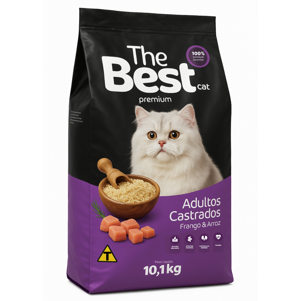 The Best Cat - Ração Para Gatos Adultos e Castrados - Sabor Frango Com Arroz - Embalagem 10,1 kg em Oferta na Shopee
