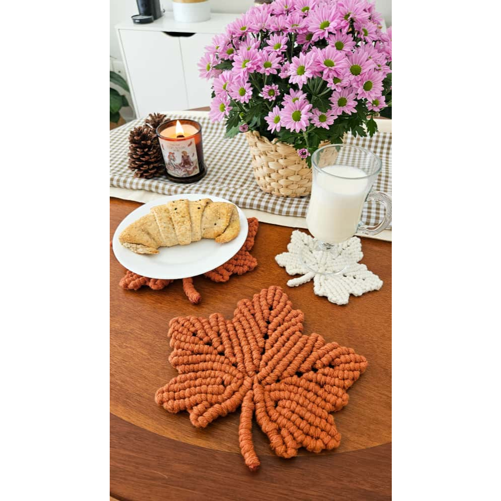 Folha de outono decorativa | Mesa posta | Decoração de parede | Decoração artesanal | Decoração macramê