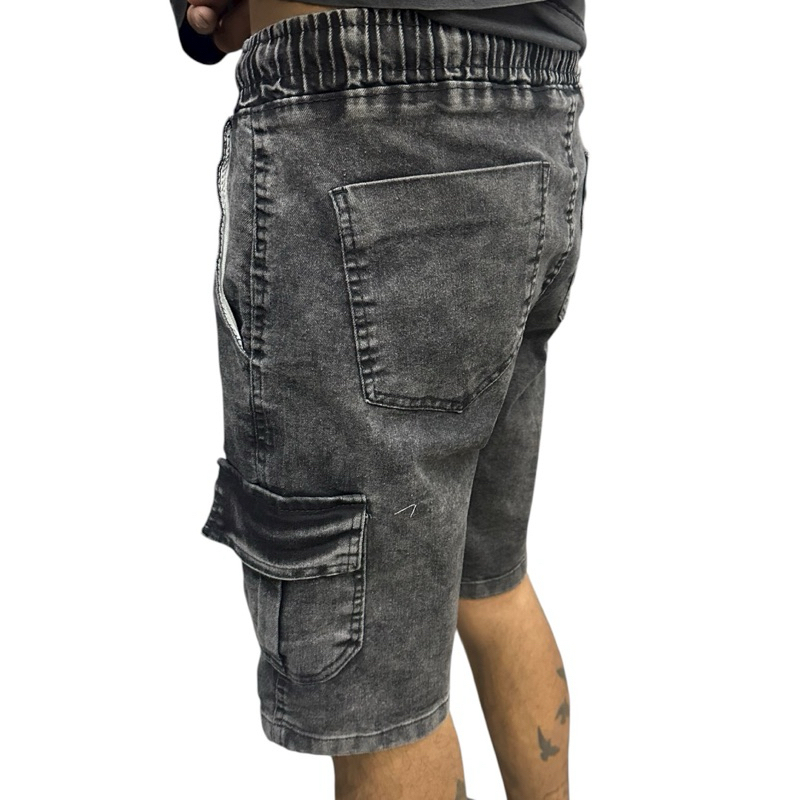 WY Short Bermuda Jeans Cargo C/Laycra lavada Sky C /6 bolsas Casual TOP em Oferta na Shopee