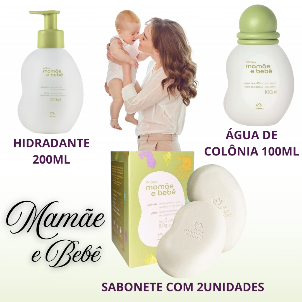 Natura - Kit Mamãe e Bebê | Colônia 100ml + Sabonete + Hidratante | Hipoalergênico ENVIO IMEDIATO !!