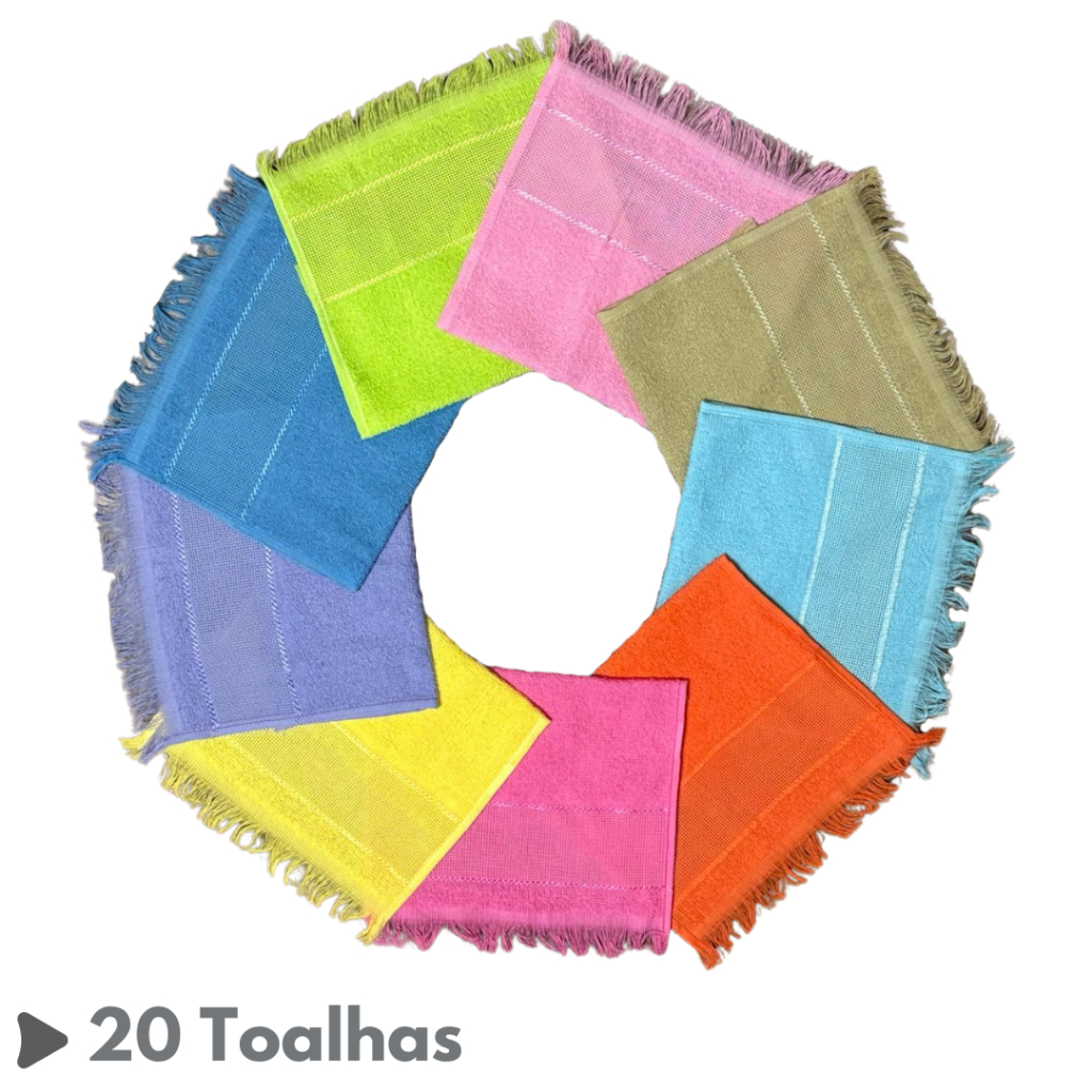 Kit 20 Toalhinha de Mão Social Lisa 21x30cm 100% Algodão Toalha Bordado Artesanato