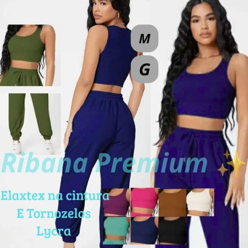 KIT  2 COMJUNTOS FEMININO DE DOIS PEÇAS  EM TECIDO RIBANA VARIOS CORES TECIDO RIBANA