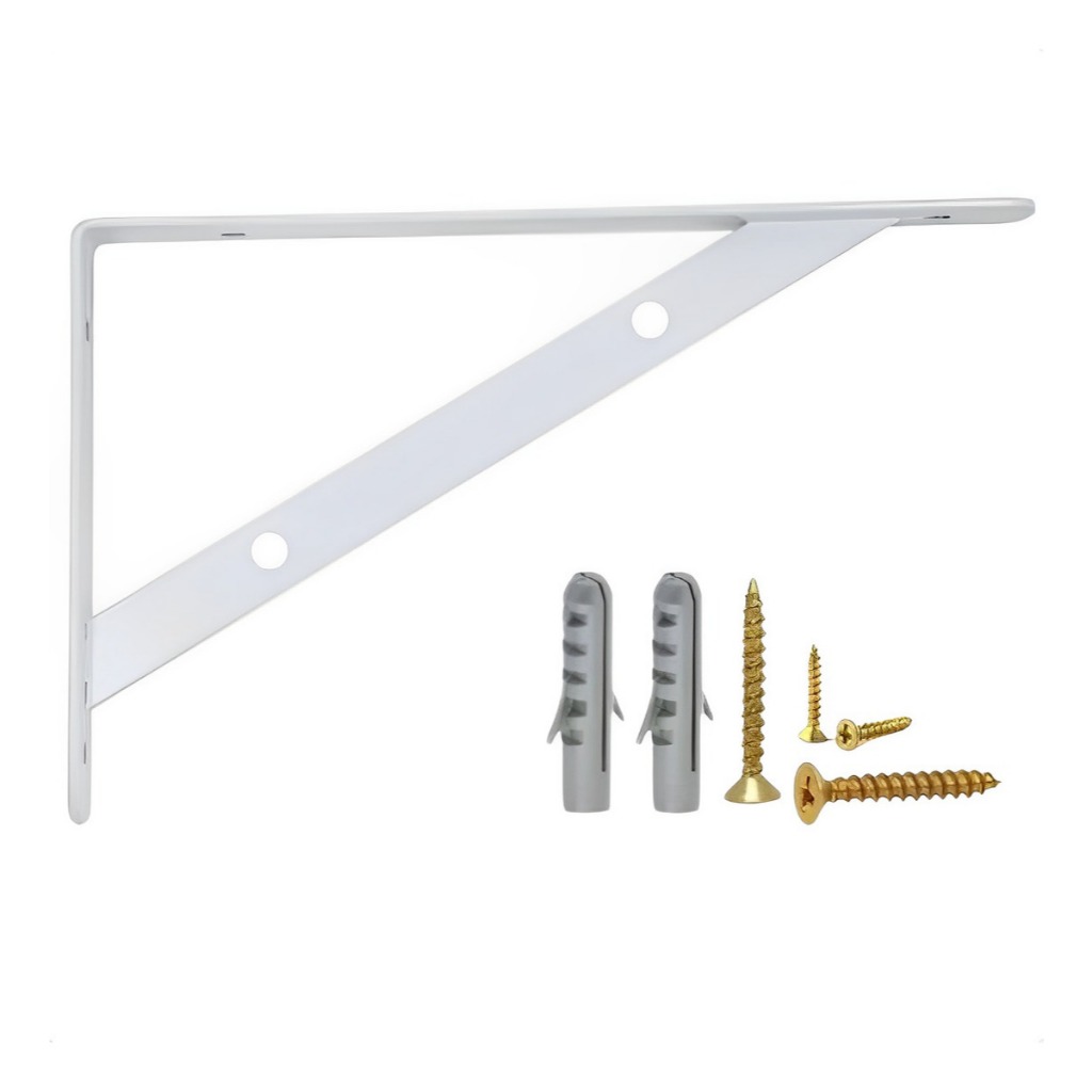 Kit 2 Mão Francesa Suporte Cantoneira Branca Prateleira 30cm ou 20cm + Parafusos e Buchas em Oferta na Shopee