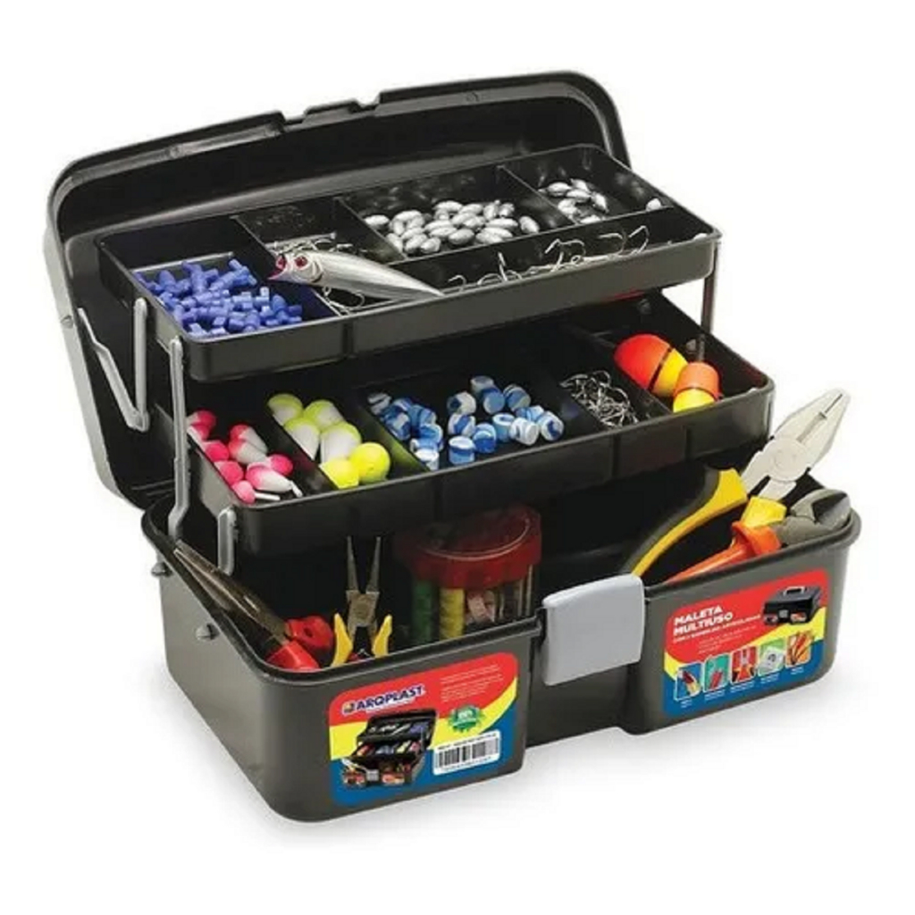 Maleta Multiuso Para Pesca E Ferramentas Com 3 Compartimentos.