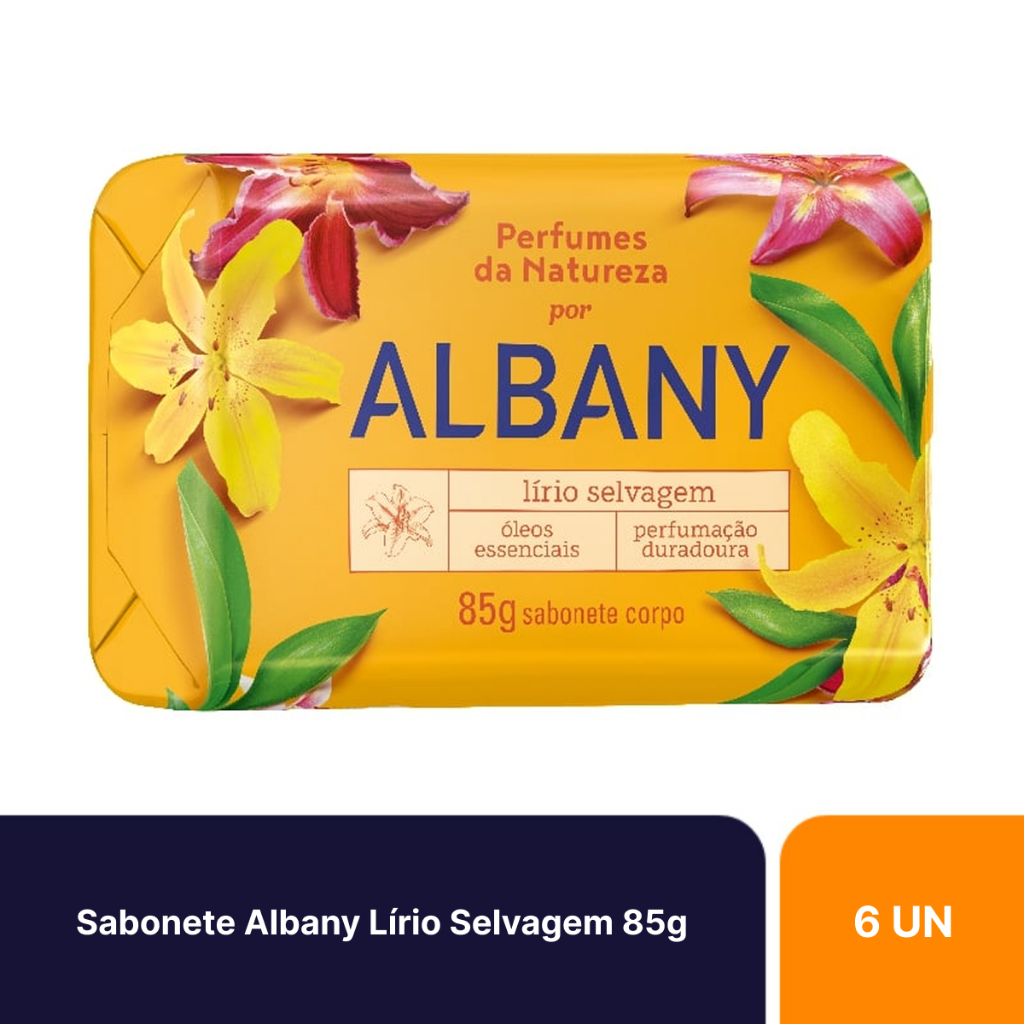 Kit 6un Sabonetes Em Barra Albany Perfumes Da Natureza Lírio Selvagem Com 85g
