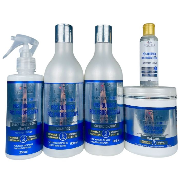Pós Química & Pós Progressiva Kit Capilar S.O.S Ultra 2 em 1 Recupera em 5 Minutos Liss Hair