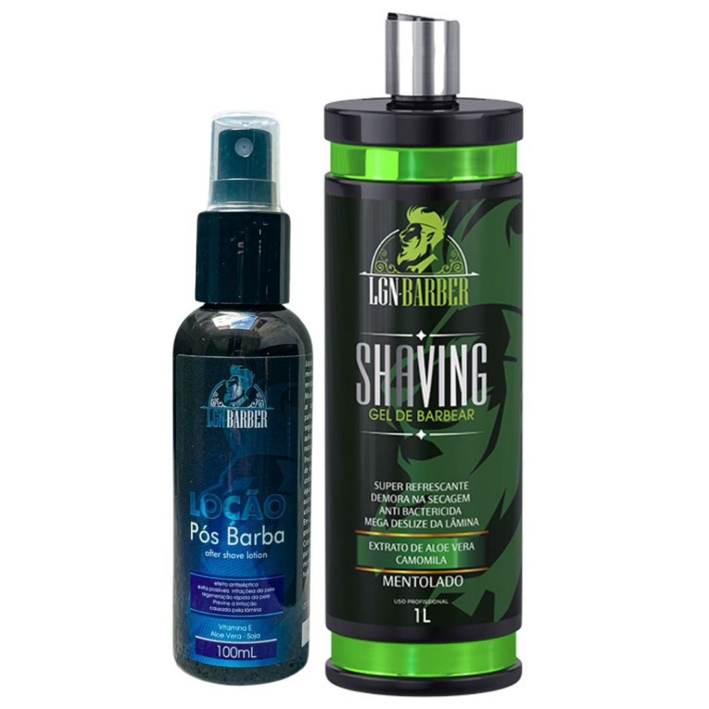 Kit refrescante para barbear - Shaving Menthol 1L + Loção pós barba 100mL - LGN Barber em Oferta na Shopee
