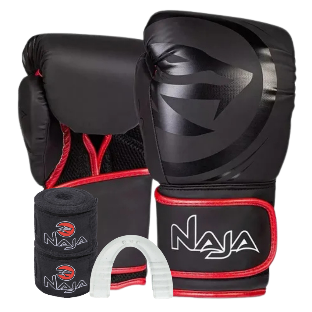 Kit Luva Naja - Boxe e Muay Thai - brinde - Bandagem e Bocal em Oferta na Shopee